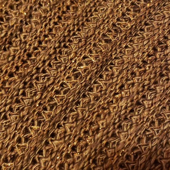 Open weave gold and brown short sleeved sweater - Picture 4 of 4